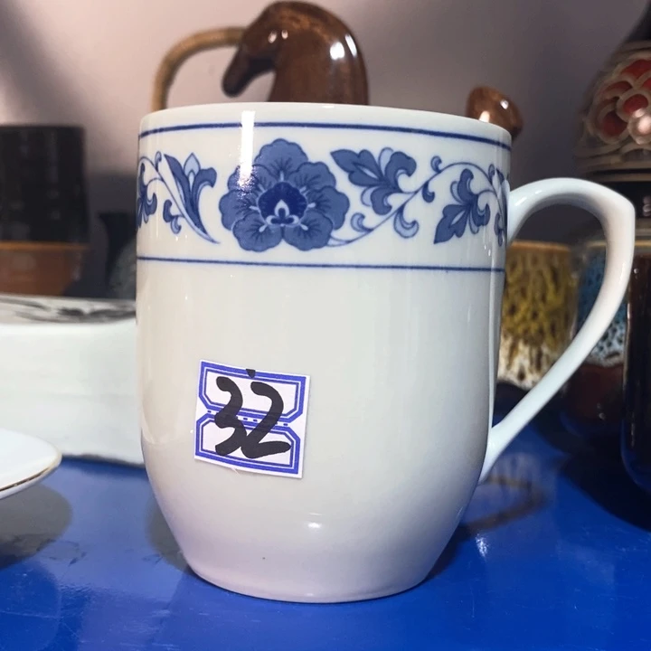 瓷片陶瓷品四厂青花翡翠瓷茶杯