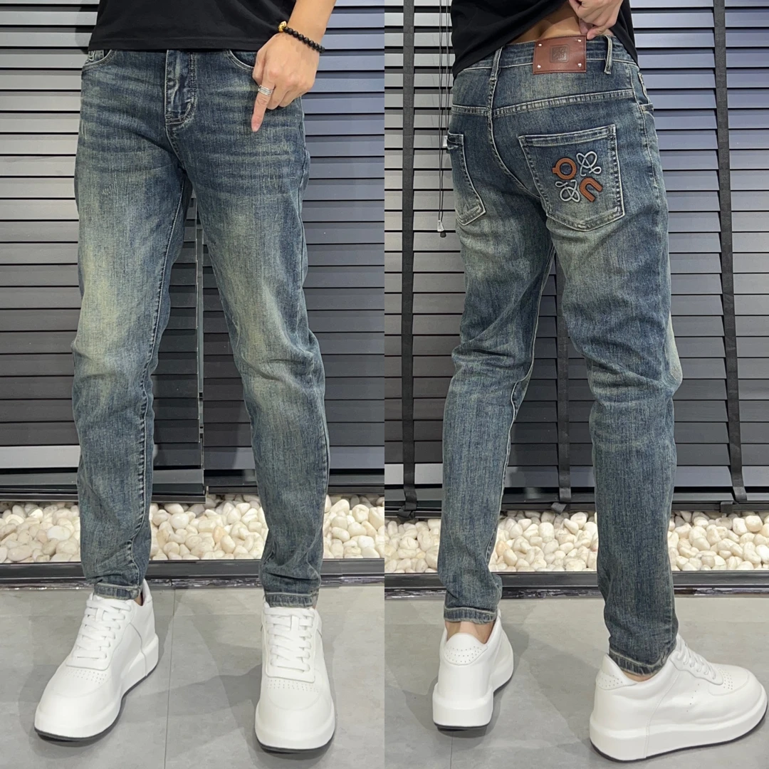2025新款欧货牛仔裤男春季韩版修身商务小脚裤气质百搭休闲长裤子