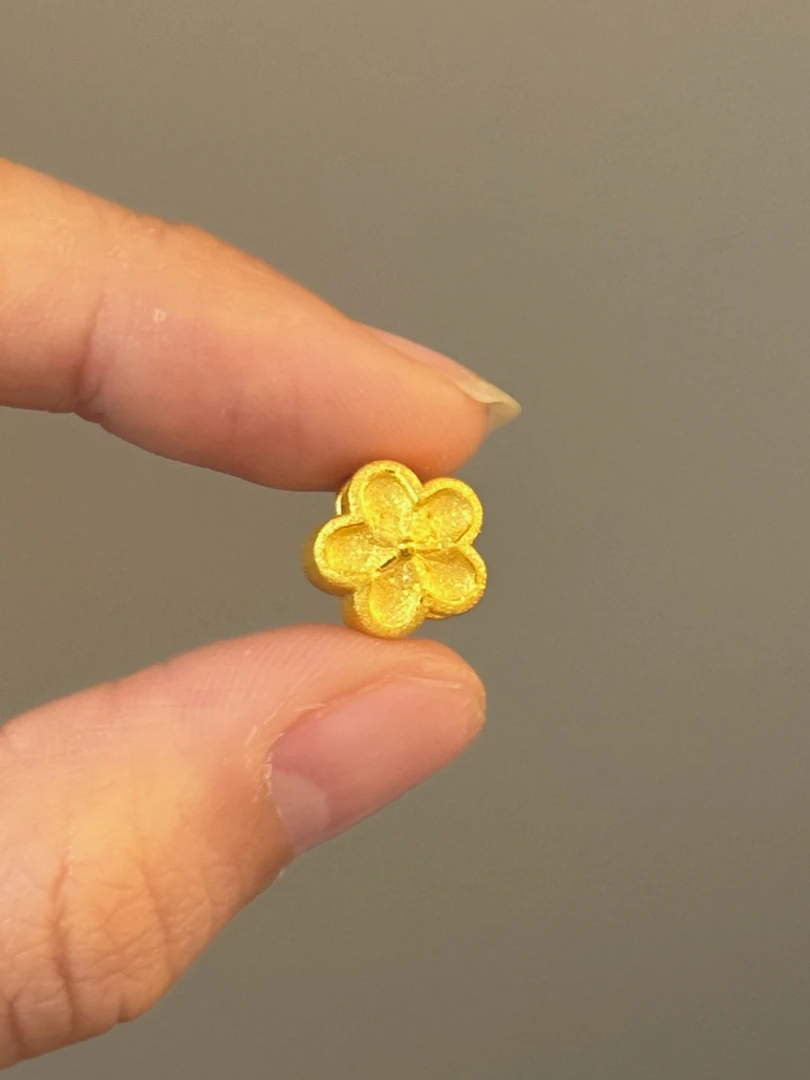 贝贝黄金 足金999 喷砂亮晶晶桃花 素金 转运珠 101
