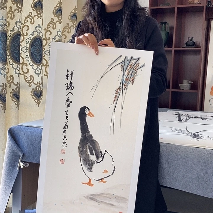 国画纯手绘国画写意作品34*68