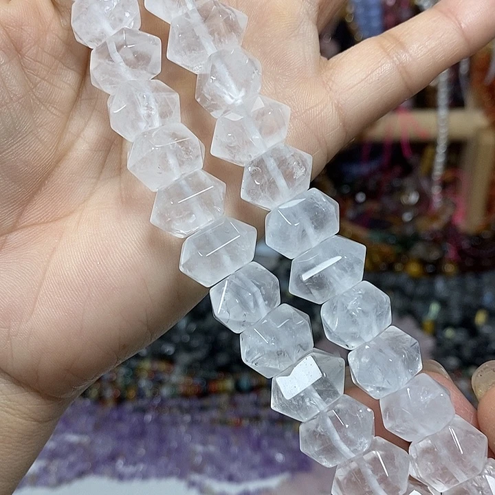 玛瑙/玉髓未镶嵌珠宝半成品天然白水晶双尖卡16-17mm20颗