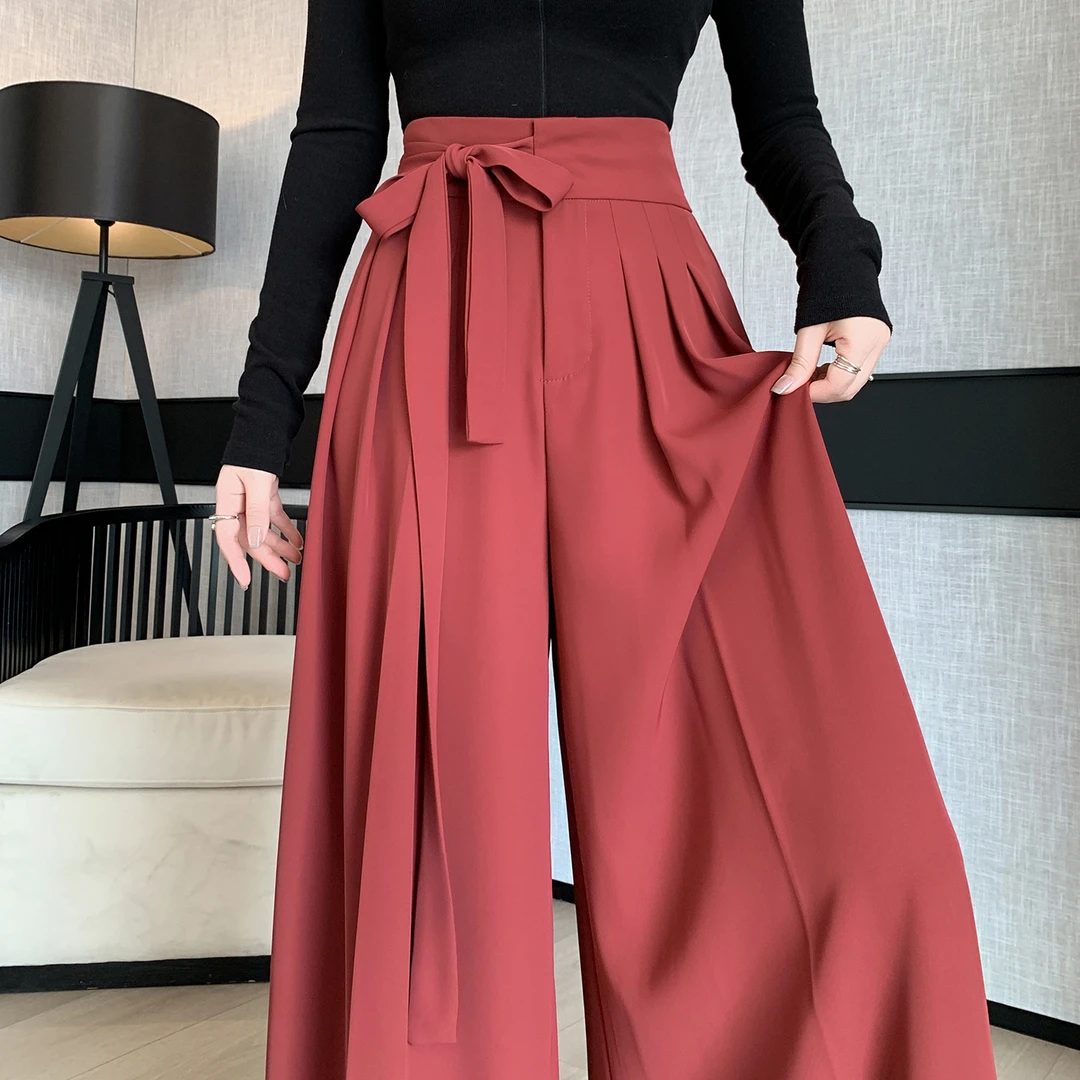 西装阔腿休闲裤女夏季新款垂感显瘦高腰窄版直筒时尚慵懒风拖地裤