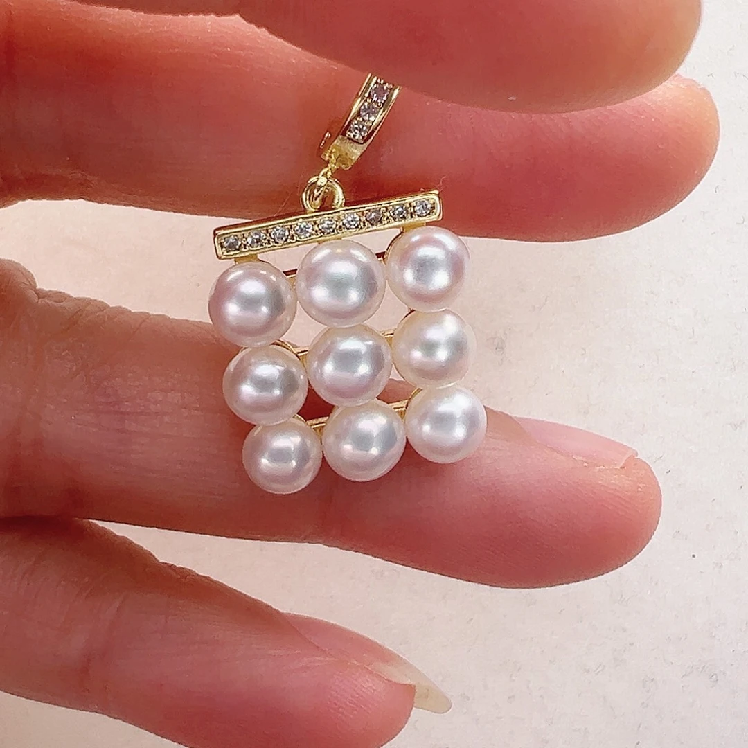 淡水珍珠颈饰未镶嵌金色无事牌