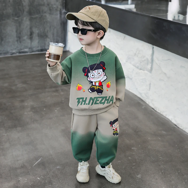 哪吒儿童服装正版男童秋装卫衣套装2025新款男孩春秋发光亮灯衣服