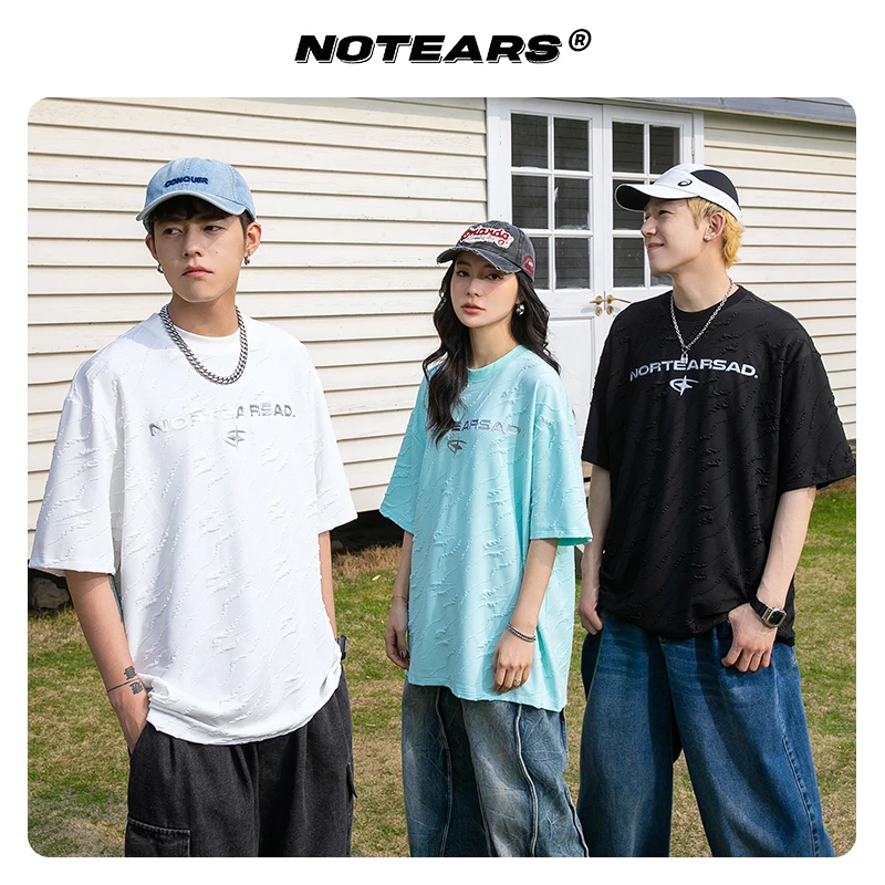 NOTEARS/没有眼泪 夏季宽松字母LOGO圆领情侣T恤短袖上衣DT8222