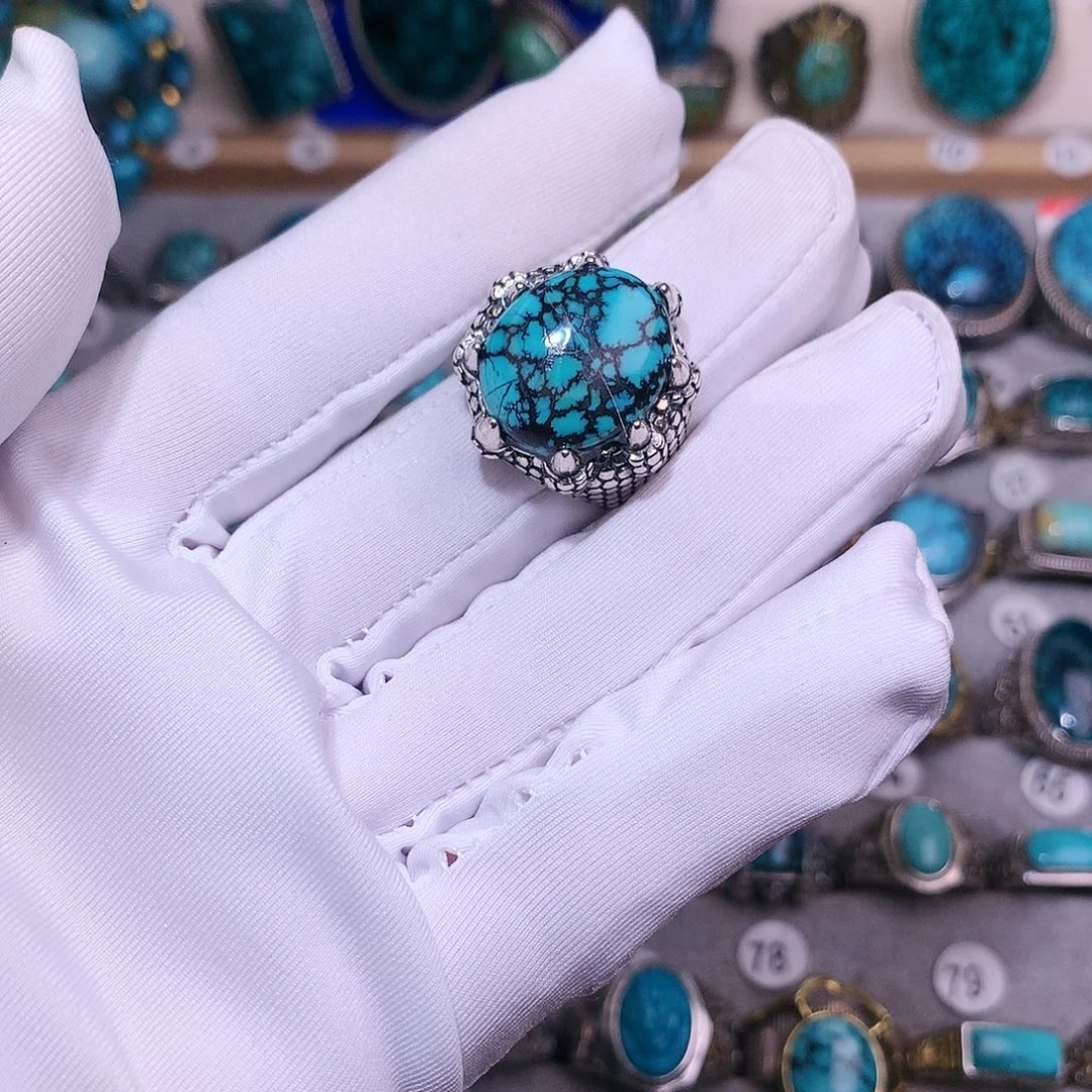 绿松石挂件银S925镶嵌