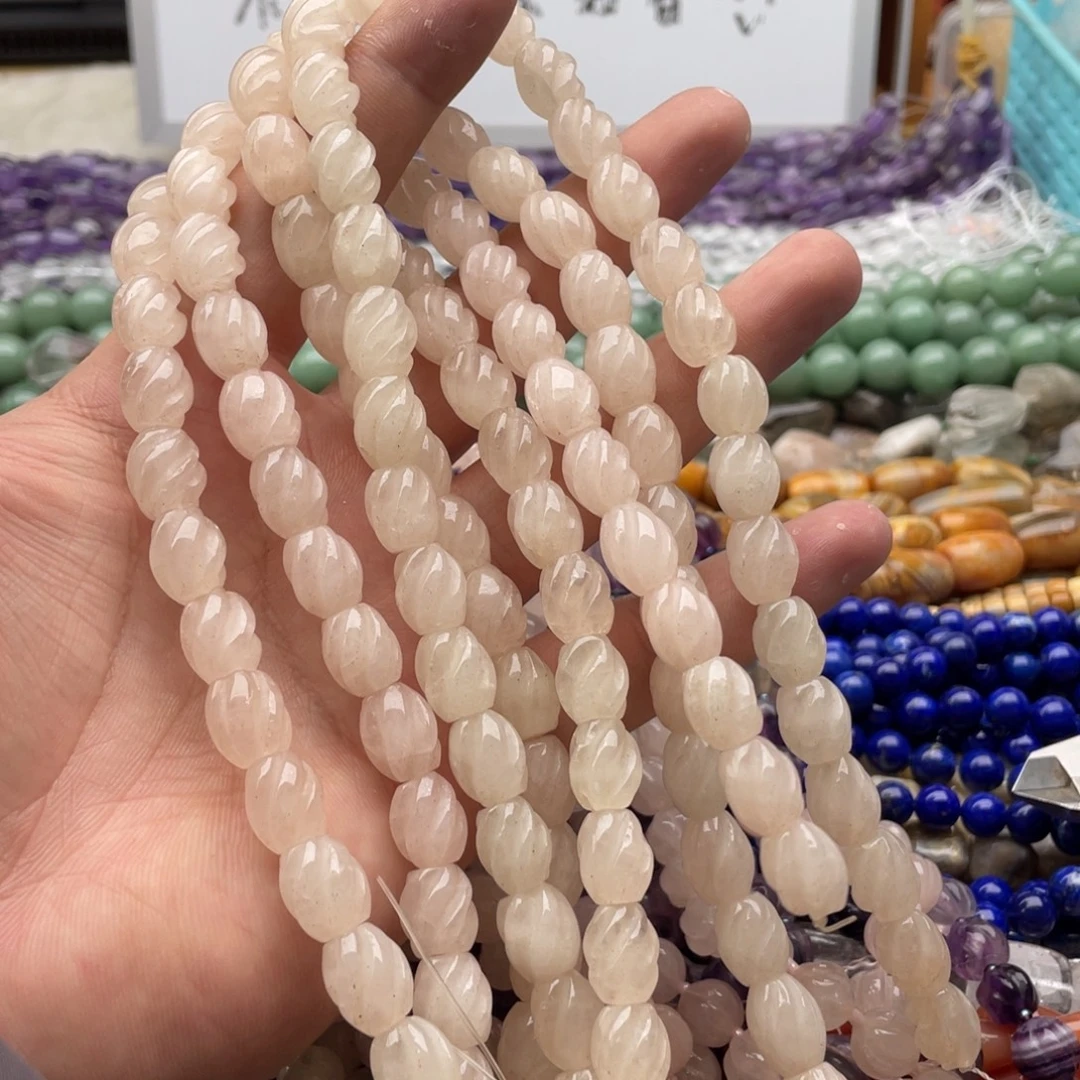 玛瑙/玉髓合金珠宝半成品一条装10*12mm粉水转运珠