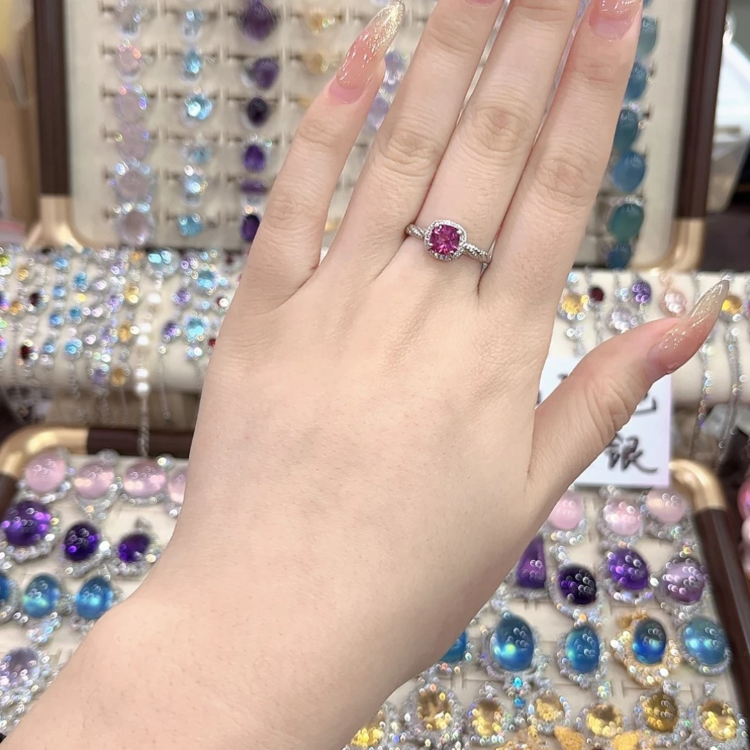 海蓝宝石银S925镶嵌戒圈