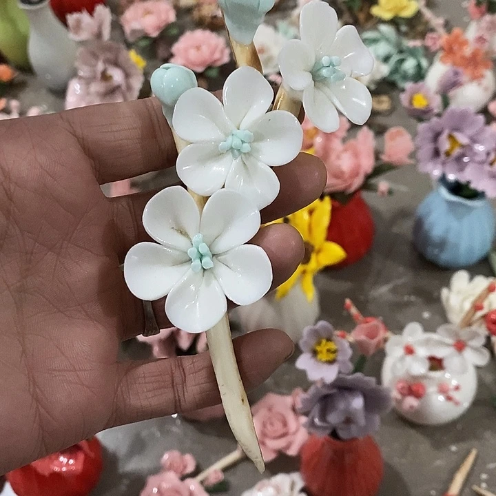 瓷片纯手工陶瓷花摆件瑕