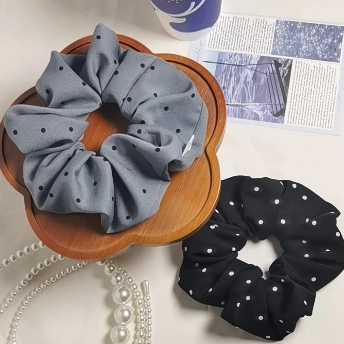 新款波点大肠发圈女2025新款高级感扎头发丸子头盘发头绳头花发饰