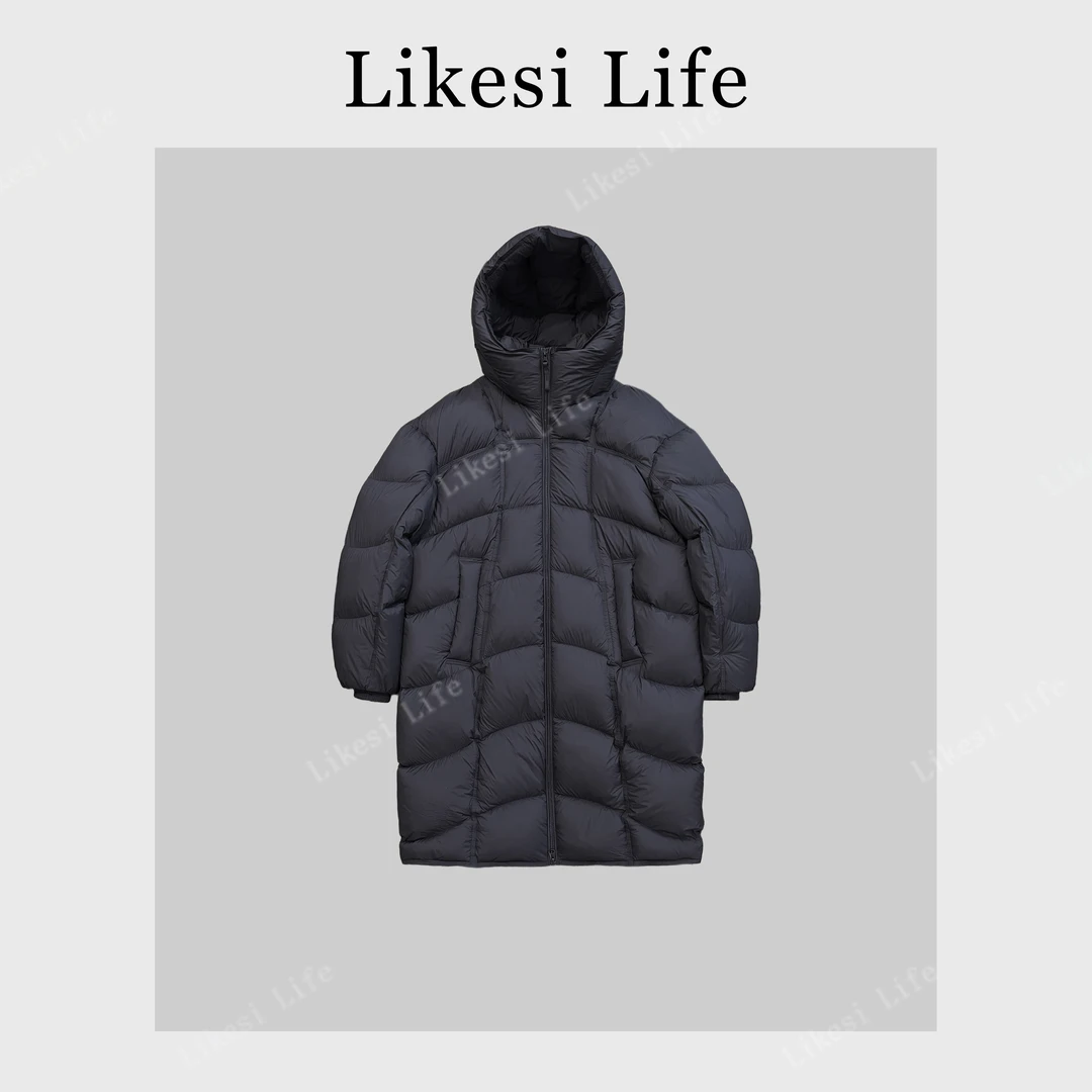 LIKESI&李克斯“慕云”冬季立体剪裁加厚保暖长款连帽羽绒服6422#