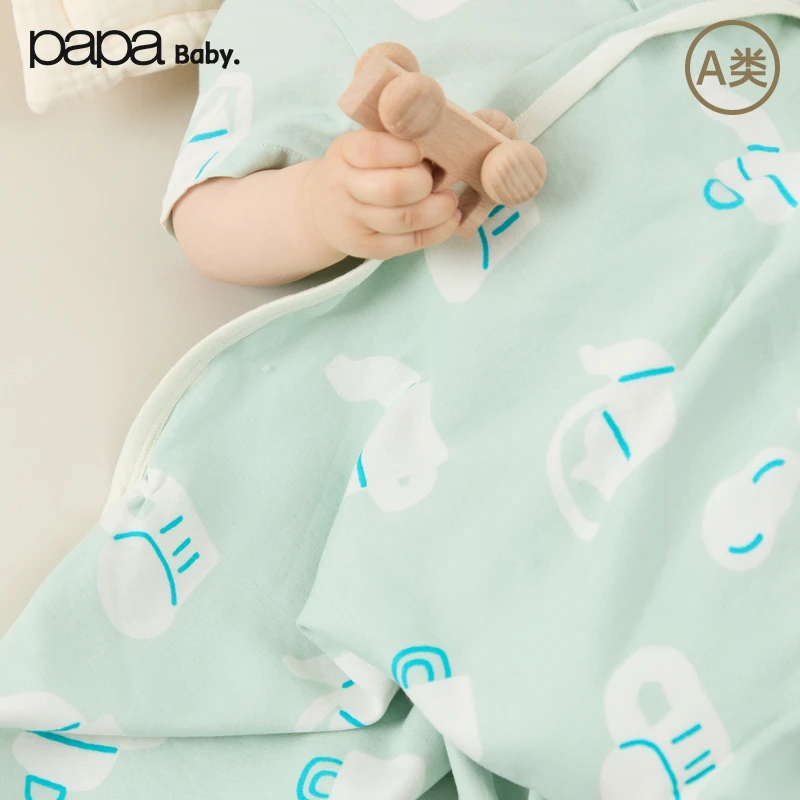 【竹棉】papa爬爬夏季婴儿盖毯宝宝印花萌趣保暖