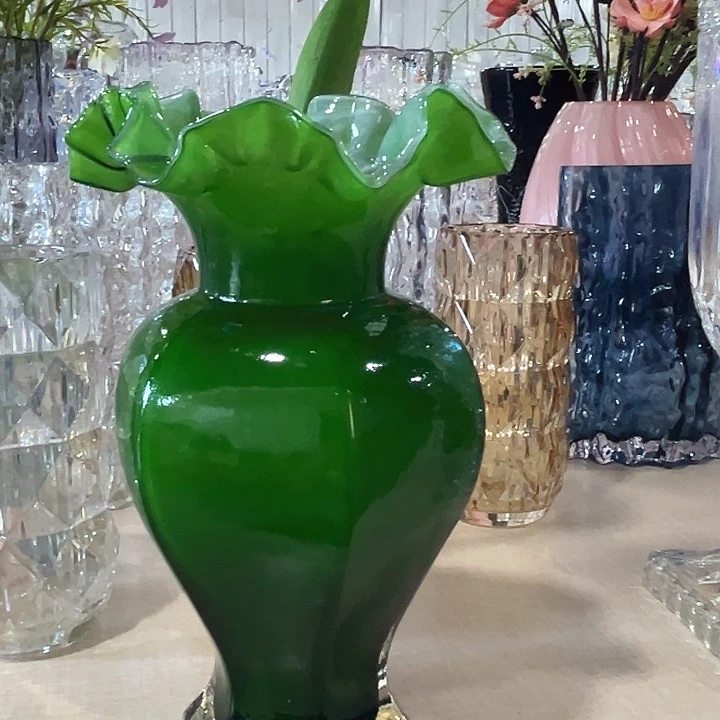 水晶花瓶绿色琉璃花瓶