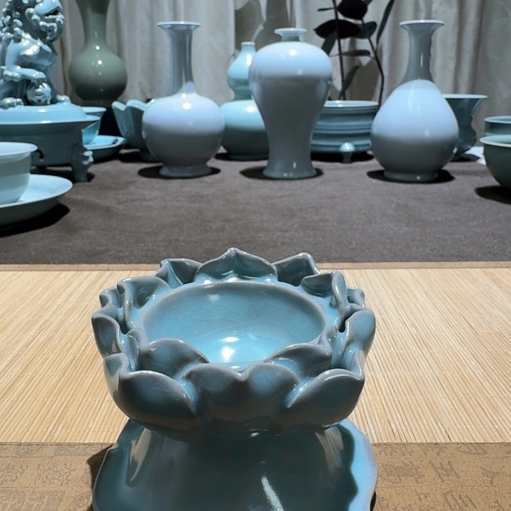 摆件陶全手工，莲花竹台