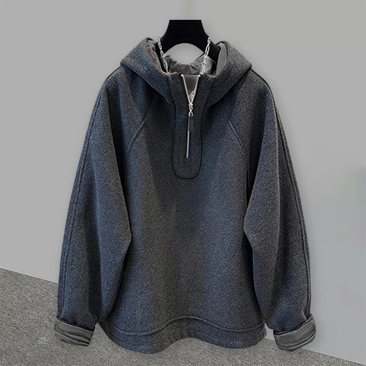半拉链连帽卫衣男女春秋季韩版潮流重磅宽松显瘦慵懒休闲保暖上衣