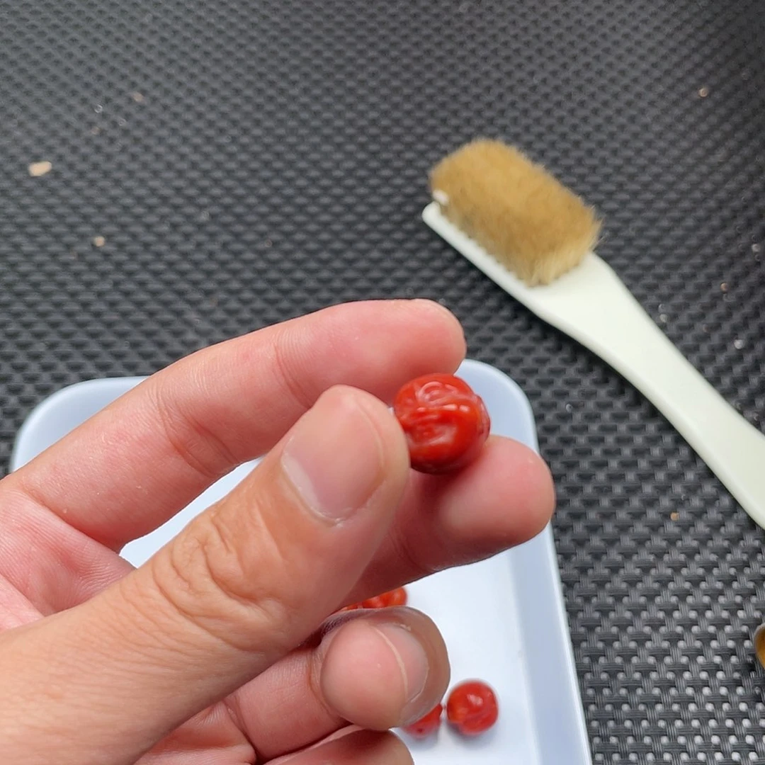 南红玛瑙13mm柿子红佛头一组2颗未镶嵌