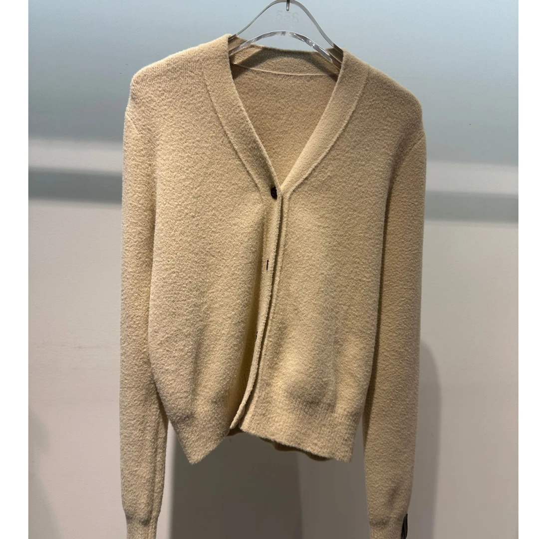 老钱风简约驼色针织开衫长袖0030