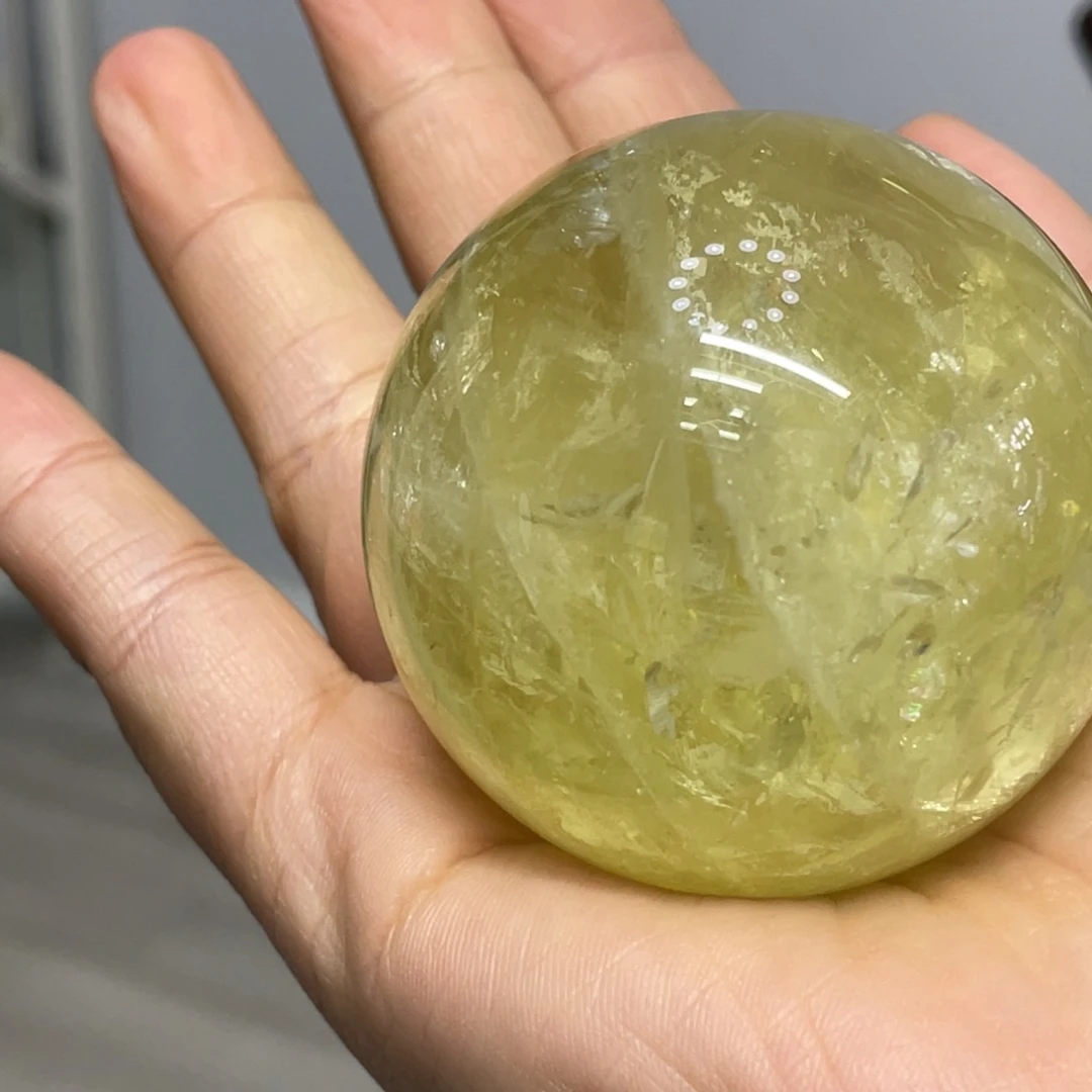 未镶嵌珠宝半成品水晶MM黄水晶球C1749