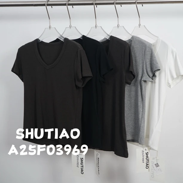 【SHUTIAO】2025夏季：新款小众设计款T恤A25F03969