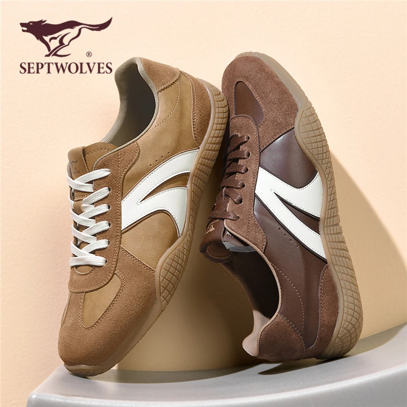 七匹狼男士复古德训鞋四季透气新款百搭男鞋板鞋休闲阿甘鞋男9975