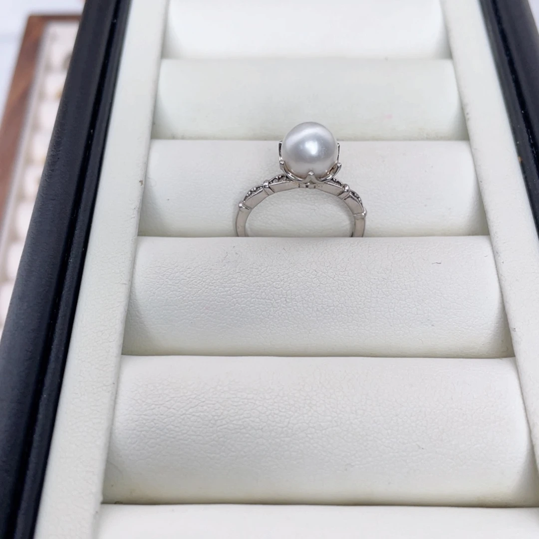 银S925镶嵌戒指海水珍珠