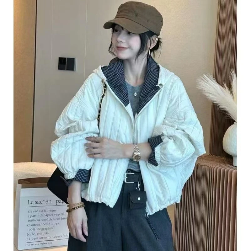大码欧货开衫薄棉外套女短款秋季2025新款宽松休闲夹克开衫棒球服