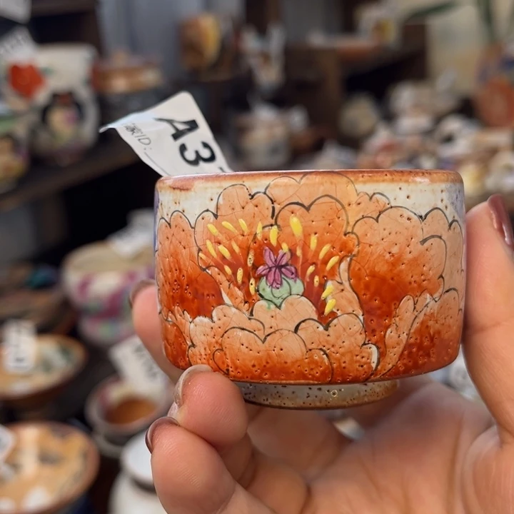 全手工柴烧志野手绘371