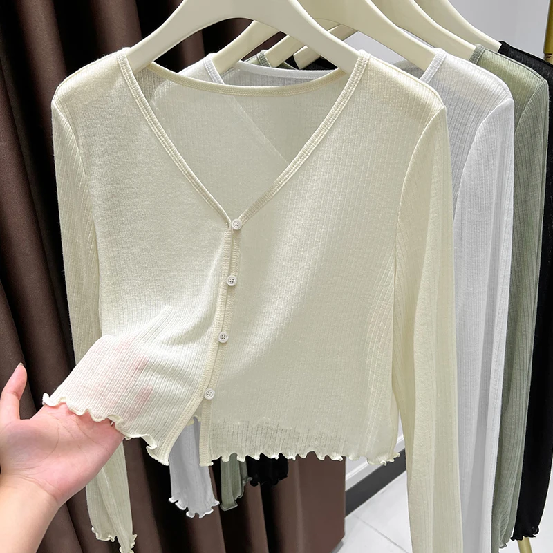 薄款冰丝防晒开衫小外套女爆款新款配吊带裙外搭短款披肩罩衫上衣