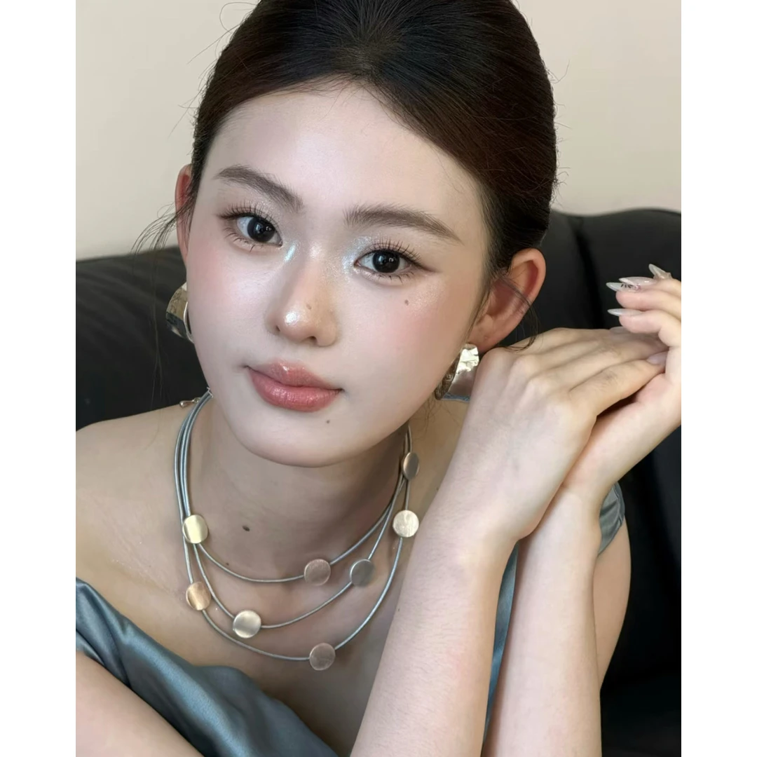 小南一｜清冷高级感 金属拉丝几何多层配饰