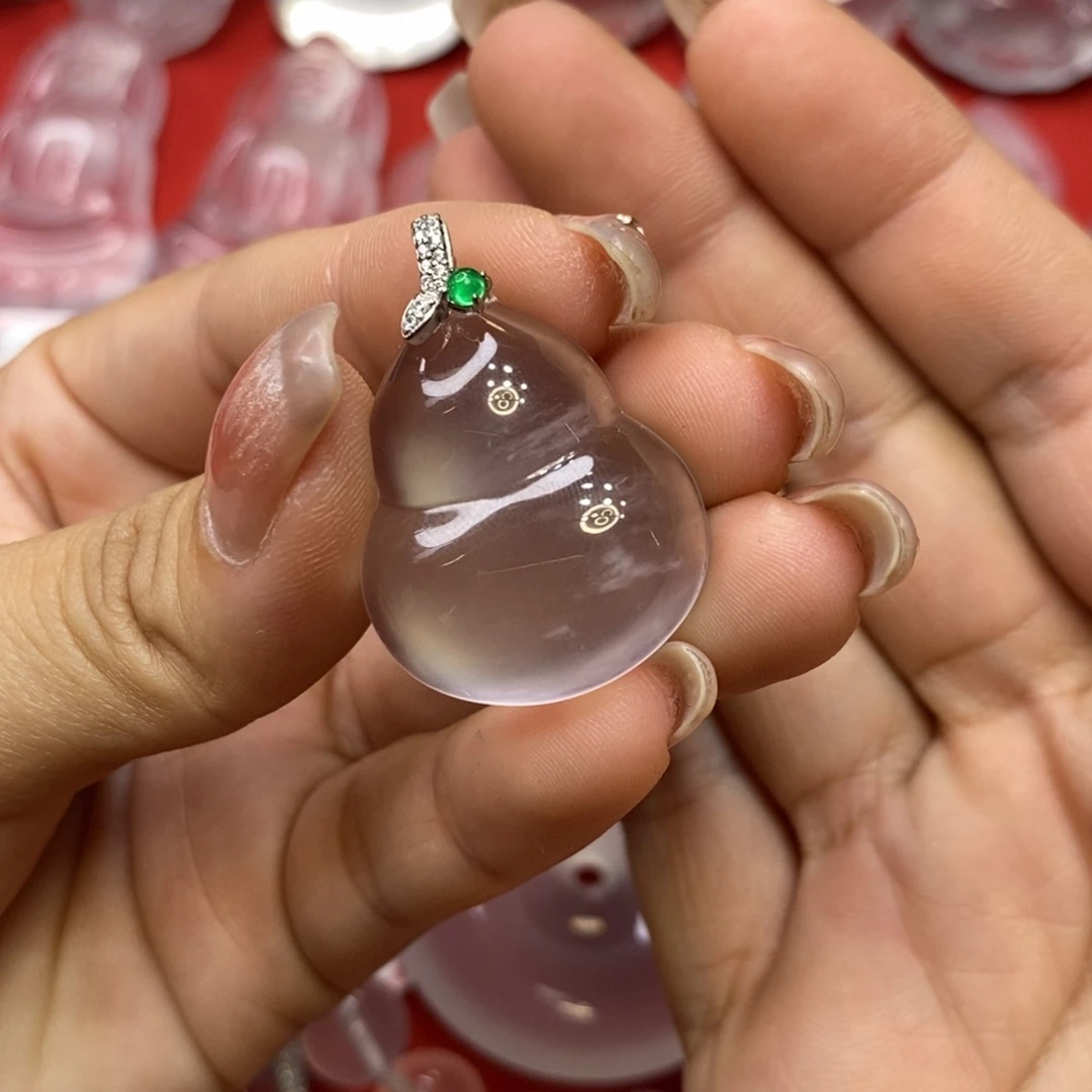 石英质玉银S925镶嵌吊坠