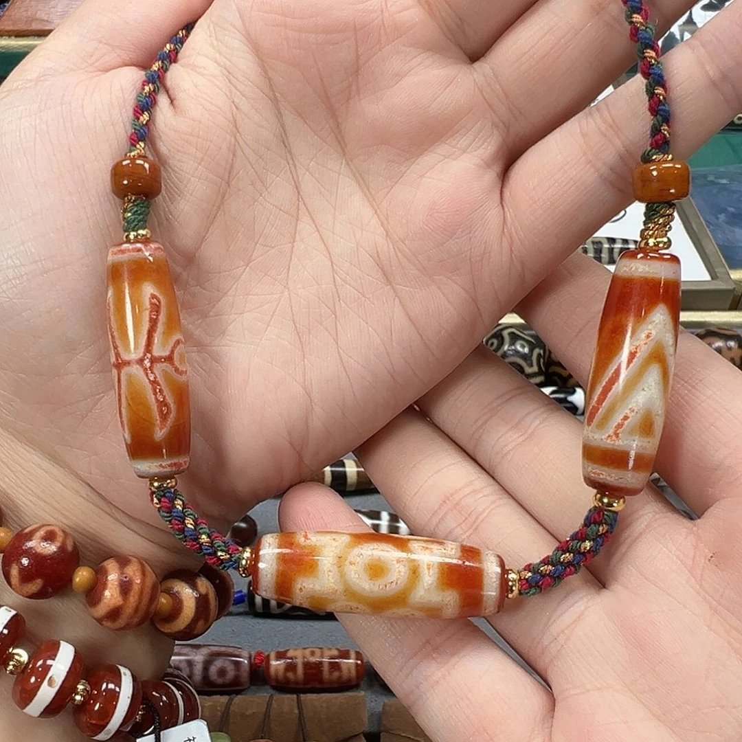 玛瑙/玉髓未镶嵌珠宝半成品行运三宝套链