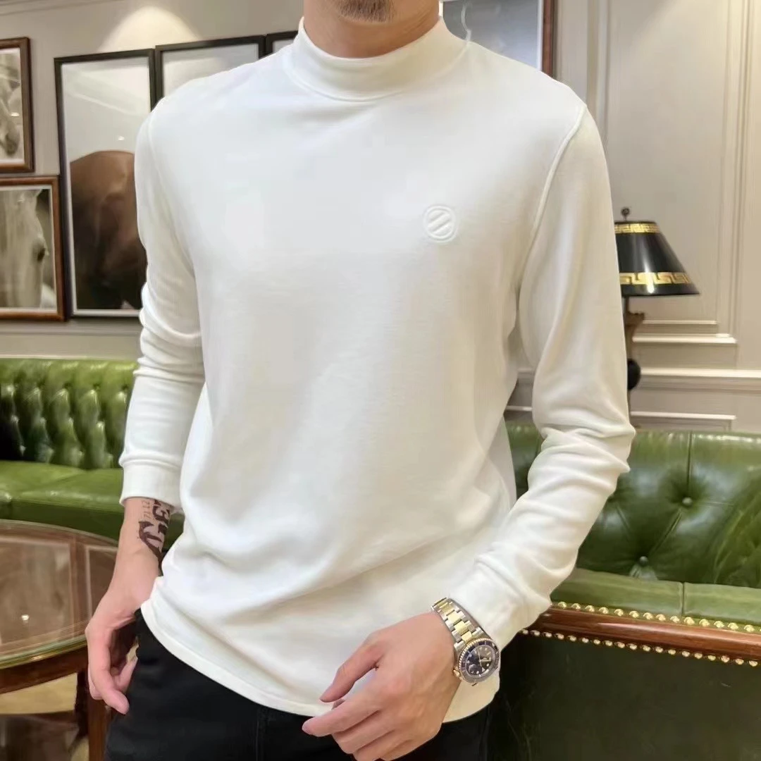 撒内摩劳亲肤舒适中领双面绒打底衫男士冬季保暖内搭加绒修身高弹