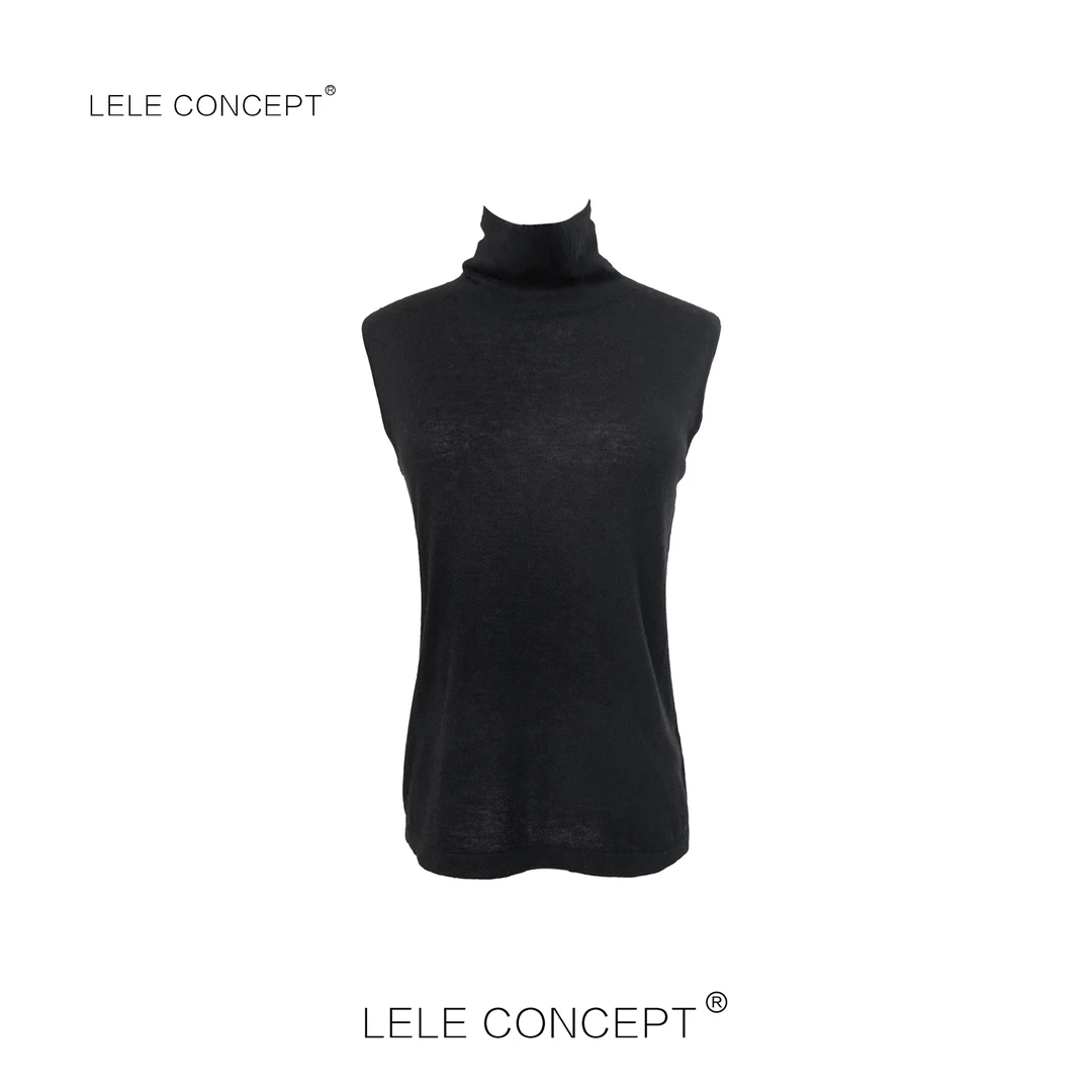 LELE CONCEPT丨「夭夭」时尚舒适高级百搭高领无袖针织上衣S0514
