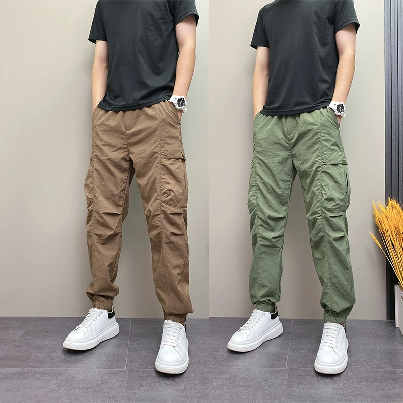美式速干工装裤2025夏季新款拉链口袋九分休闲裤痞帅百搭宽松裤子