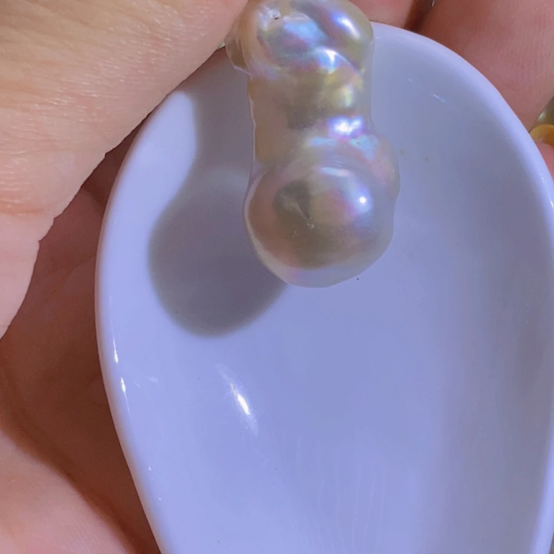 银S925镶嵌淡水珍珠天然淡水珍珠无染色无优化