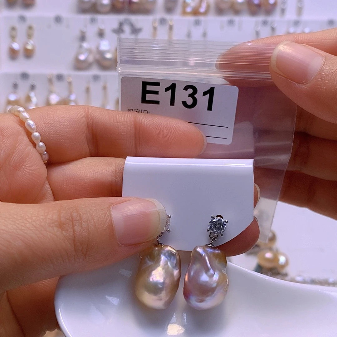 淡水珍珠耳饰银S925镶嵌