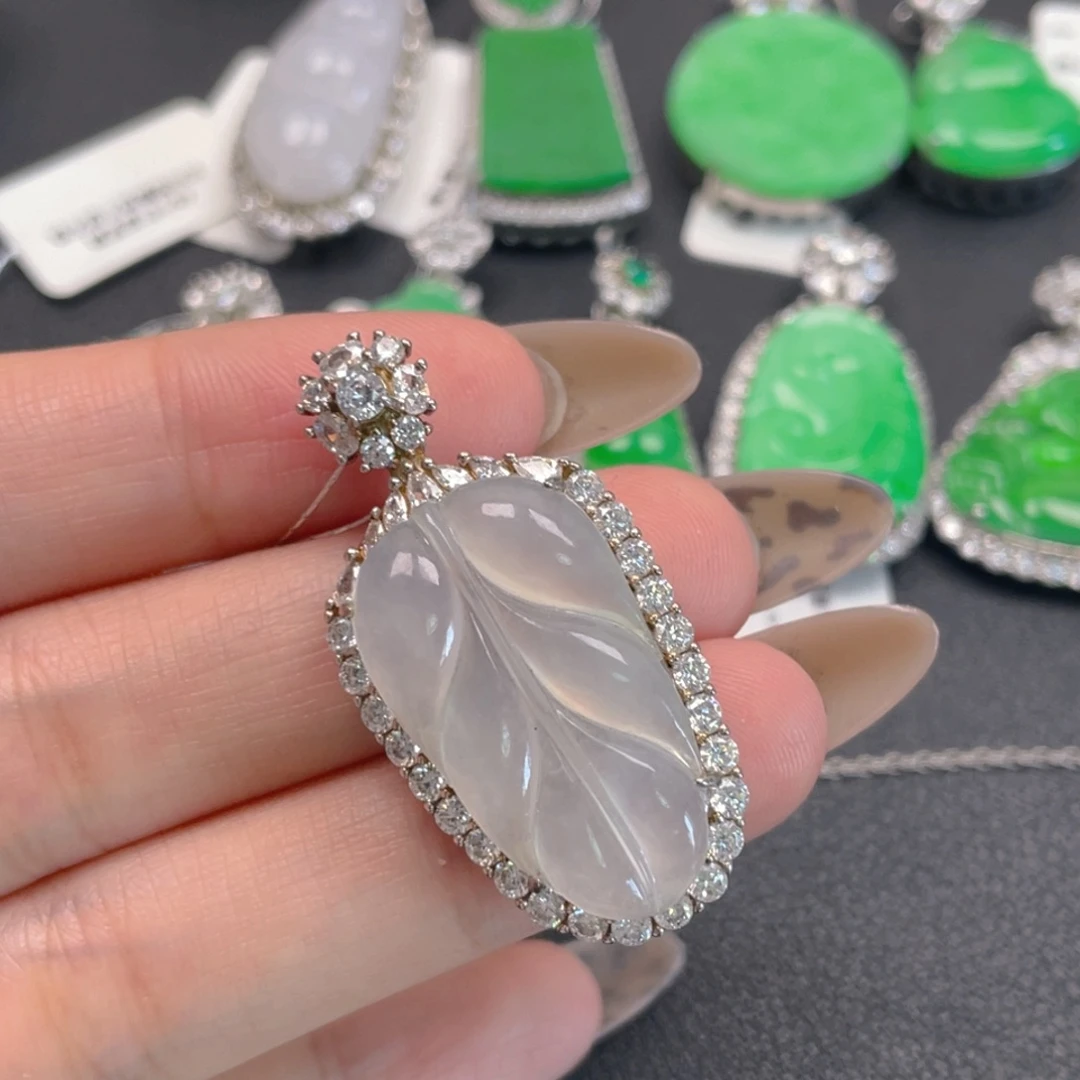 翡翠银S925镶嵌吊坠(不含链)