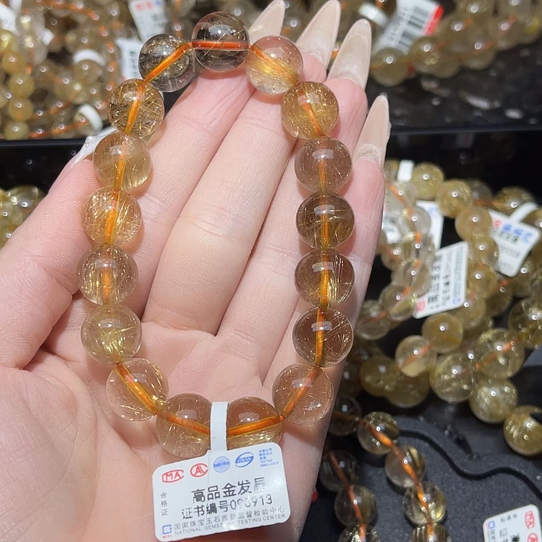发晶手串未镶嵌卡12金发晶