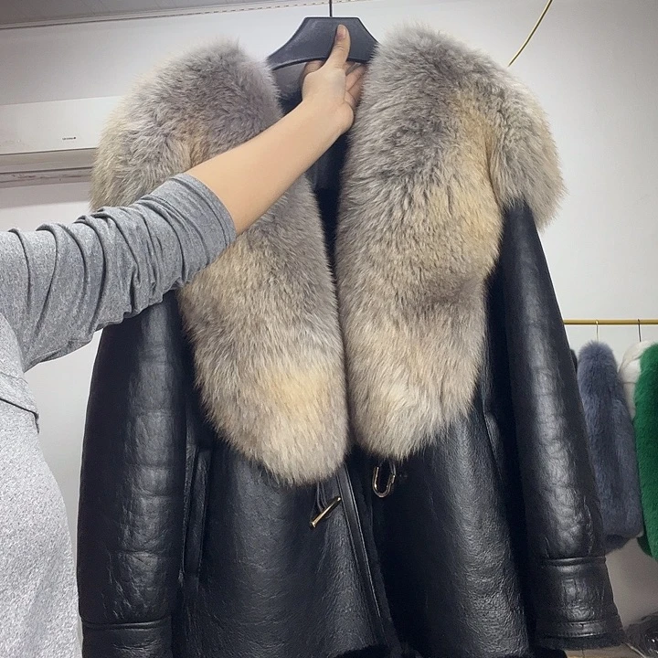 狐狸毛狐狸皮雪顶羊皮毛一体