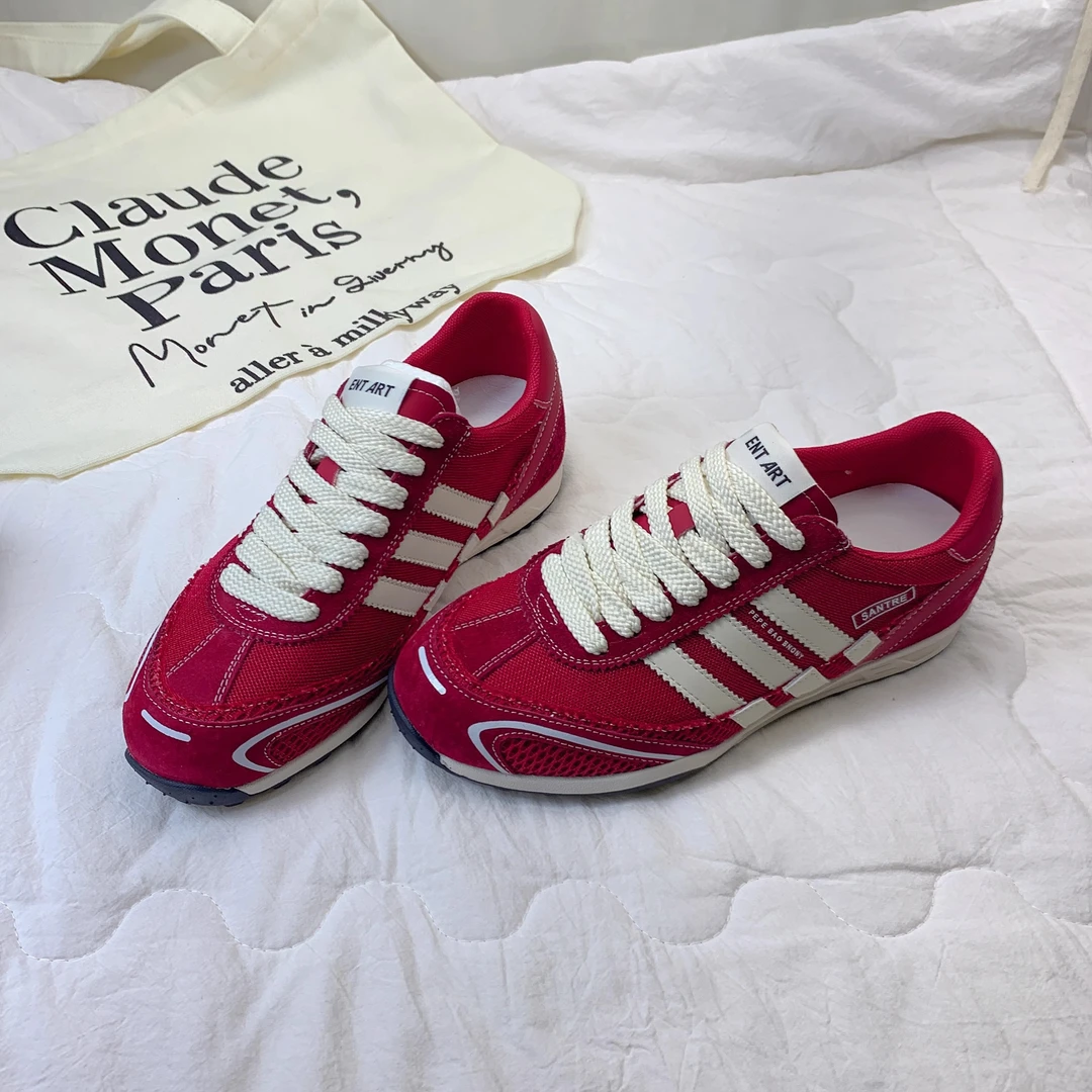 厚底红色阿甘鞋女2025年秋季新款百搭复古休闲运动德训鞋薄款透气