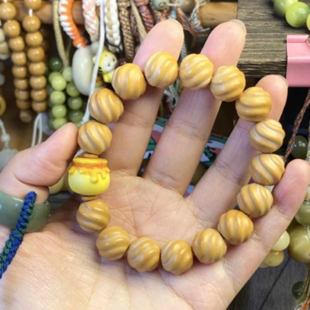 非金属木质手串 猴头扭扭 鹿角根付蜜罐手串