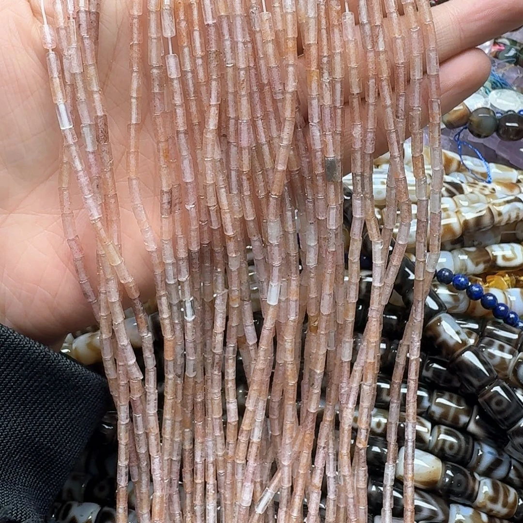 玛瑙/玉髓合金珠宝半成品一条3x6mm草莓晶