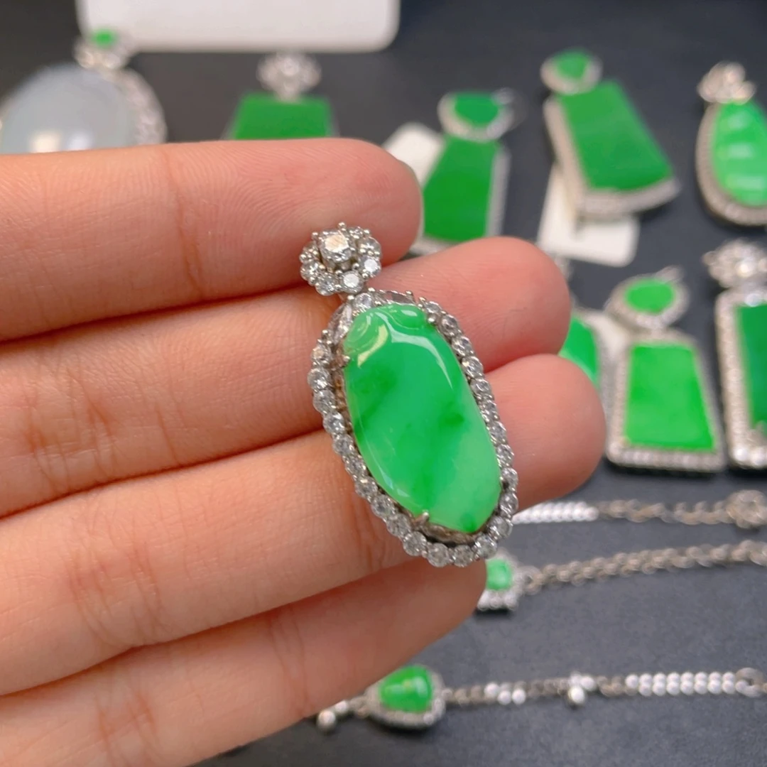 翡翠银S925镶嵌吊坠(不含链)
