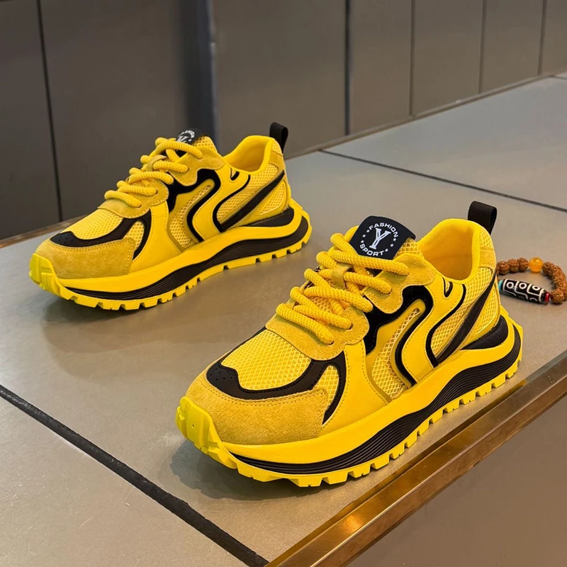 欧伦啄木鸟EUROTUCANO男鞋秋季透气网面百搭跑步鞋厚底增高老爹鞋