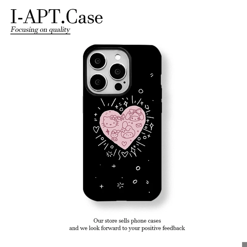 粉色爱心KT符号菲林二合一适用于iPhone苹果华为oppo小米手机壳男