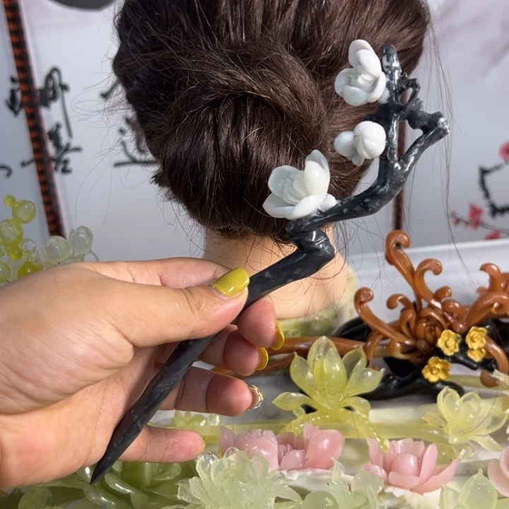 娇***姐定制蛇纹石玉毛货发饰