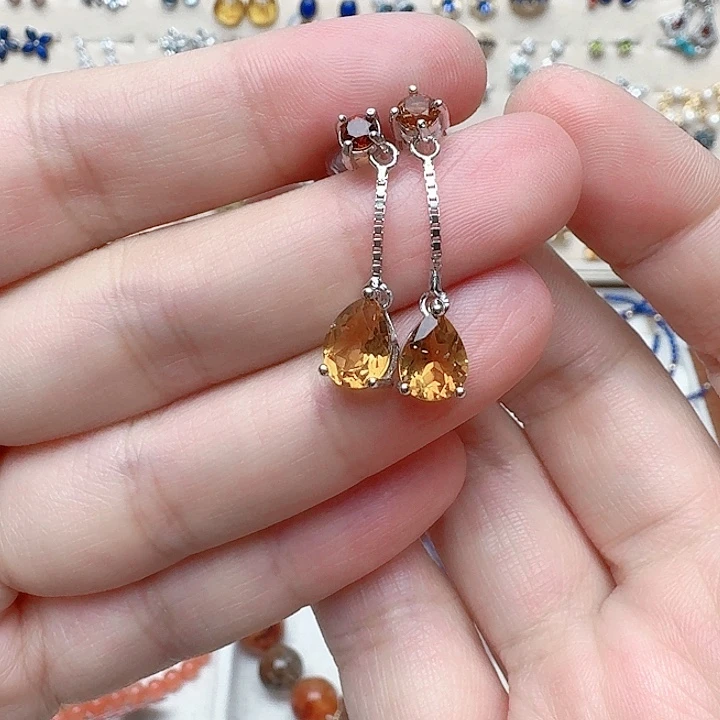 水晶耳饰银S925镶嵌耳钉426