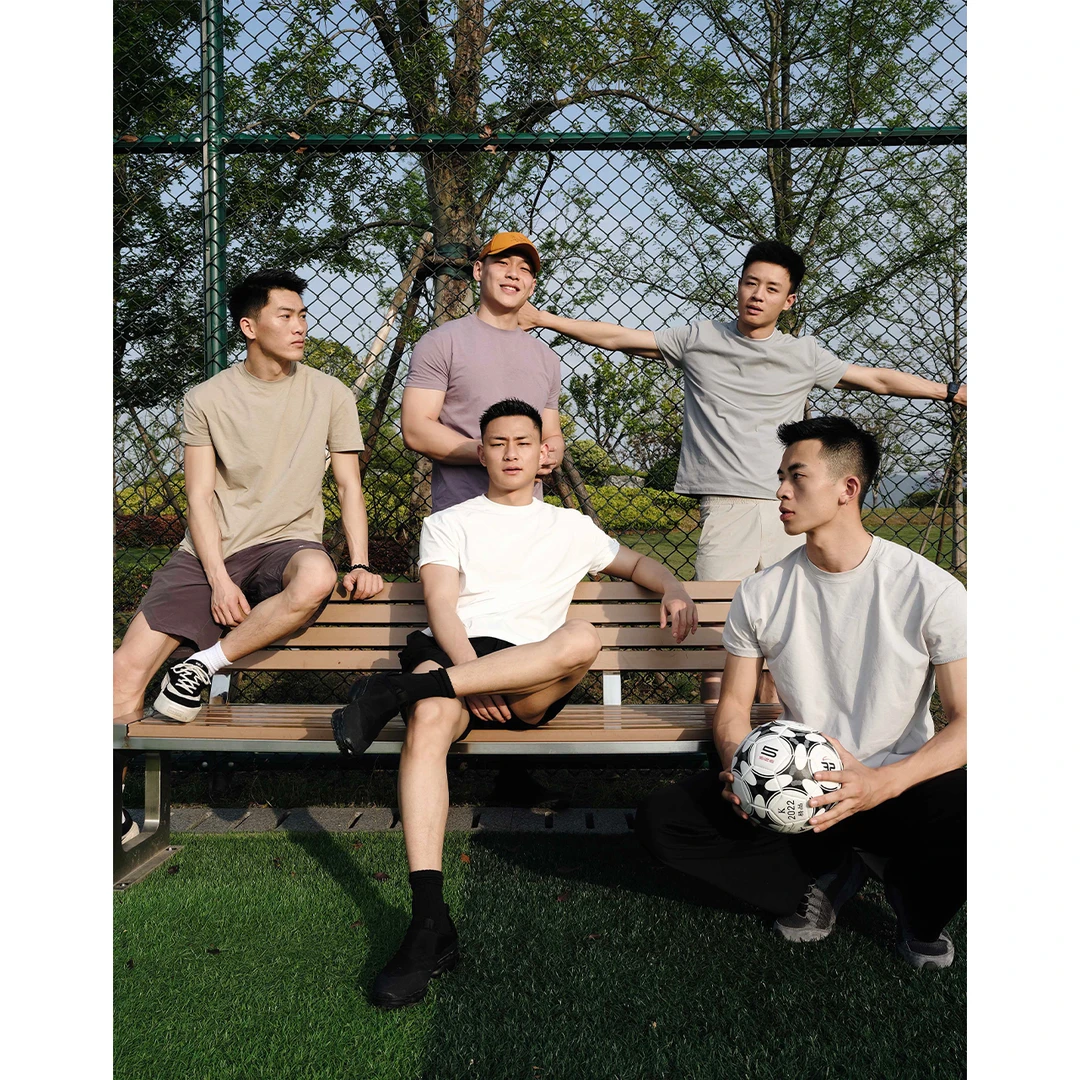 GTAL美式休闲纯色拼接弹力纤维短袖春夏透气运动吸湿排汗圆领T恤