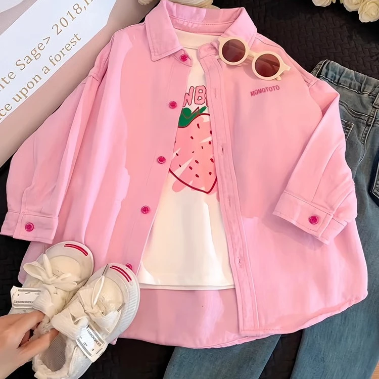 女童春装衬衫外套2025新款洋气女大童春秋款童装上衣儿童韩范潮衣