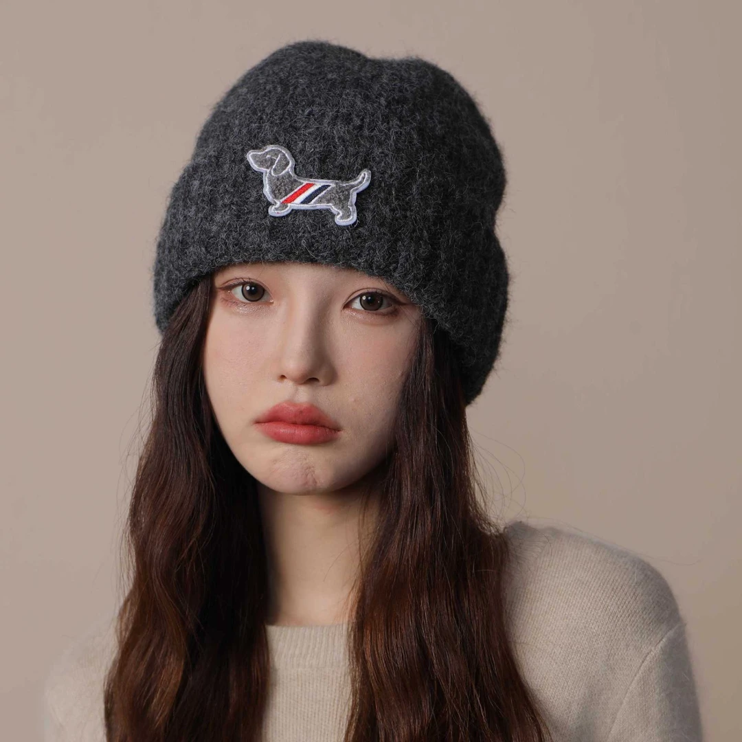 条纹小狗百搭毛线针织帽 12910